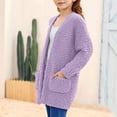 thumbnail image 6 of xaweyi Girls Fleece Jackets Winter Coats Warm Cosy Long Sleeve Open Front Plush Casual Outwear School Coats Lightweight Jackets,Sizes 11-12 Years, 6 of 7