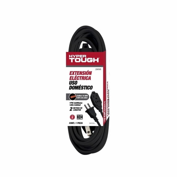 Extensión eléctrica Hyper Tough Color Negro 2 mts