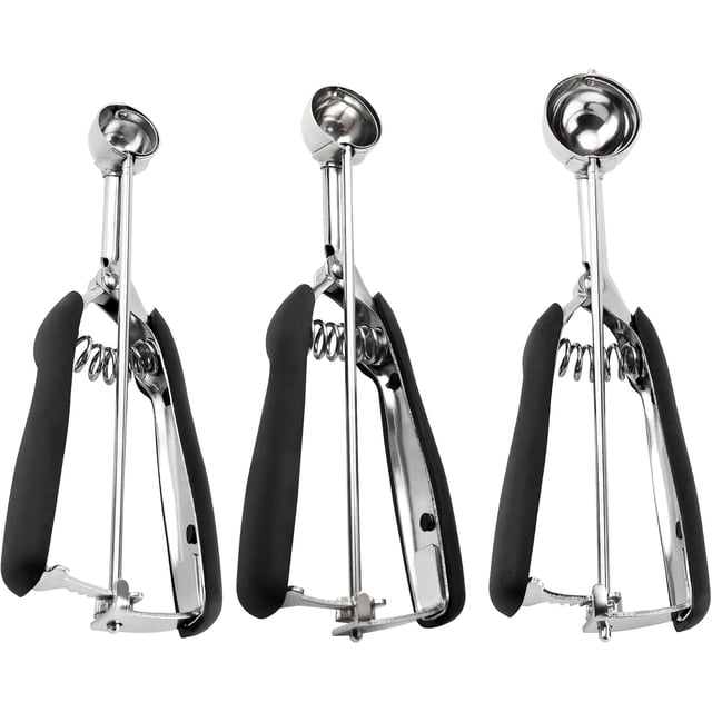 Small Cookie Scoop Set - Include TSP Cookie Dough Scoops Ice Cream Scoopers Stainless Steel Cookies Scoops for Baking Good Soft Grips Quick Trigger Release