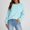 Light Blue, variant on HAOTAGS Women's Round Neck Sweatshirts 2025 Checkered Ribbed Oversizeed Top Fall Fashion Pullover with Pockets Blue Size L