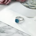 thumbnail image 5 of Gem Stone King 3.30 Cttw London Blue Topaz and White Created Sapphire Engagement Ring for Women | 925 Sterling Silver | 8MM Cushion Cut | Gemstone Birthstone | Available in Size 5, 6, 7, 8, 9, 5 of 6