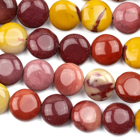 Cherry Blossom Beads Mookaite Beads 10mm Smooth Coin - Approx. 40 Beads / 2-8-inch Strands