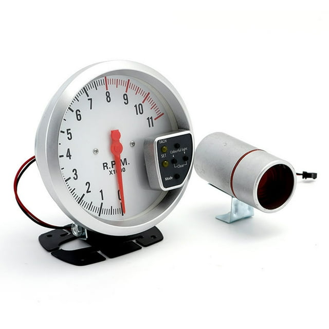 Transemion Car Tachometer Motorcycle Adjustable Rotation Speed Meter Automotive White