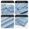 thumbnail image 5 of Women Casual Denim Jacket Long Sleeve Collared Shirt Coat with Pockets, 5 of 5