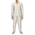 thumbnail image 3 of Sikiie Minimalist Crosshatch Dots Mens Pajama Set, Soft Warm Long Sleeve Sleepwear, Cozy Button-Down Pjs for Men-Medium, 3 of 7