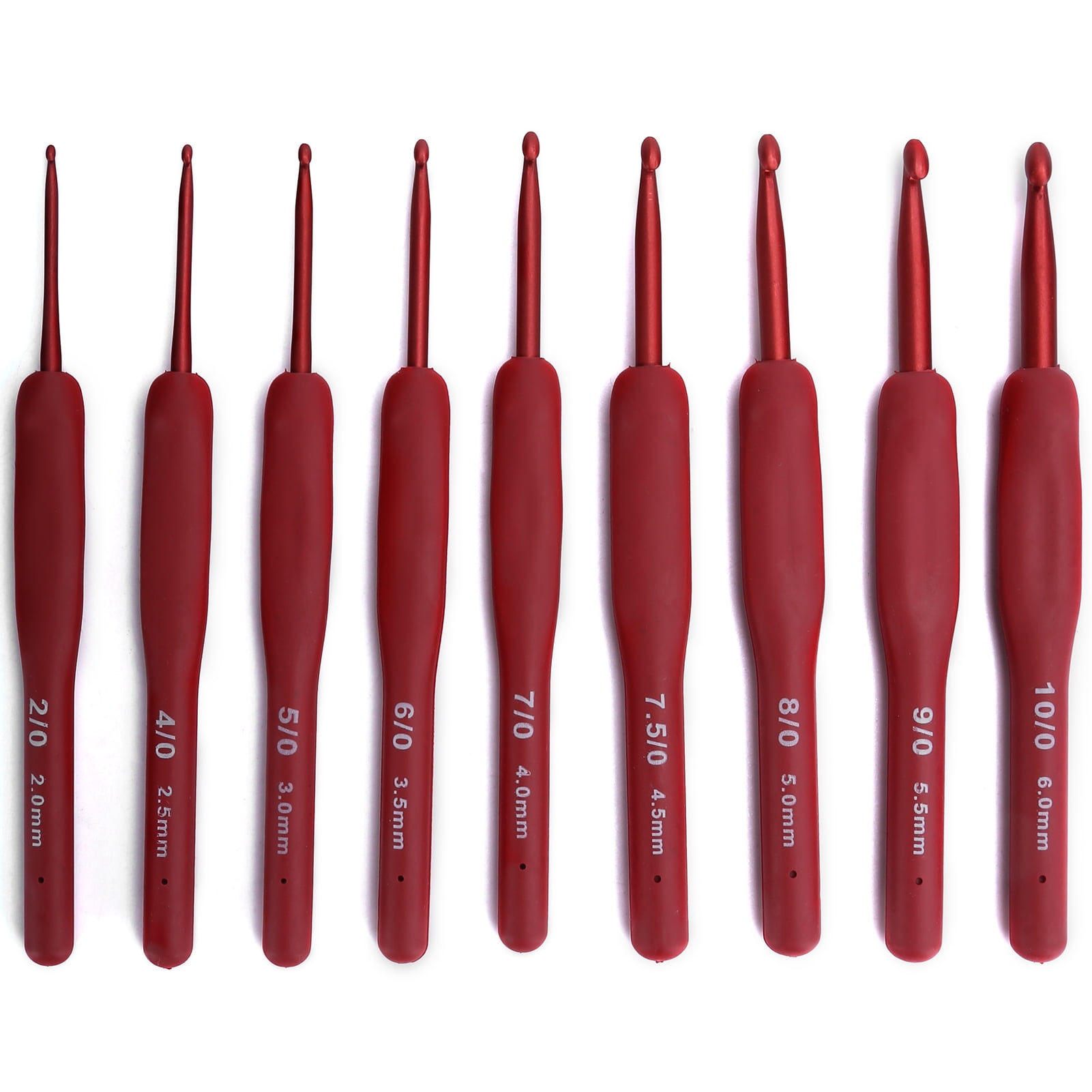 EOTVIA ANGGREK 9Pcs Ergonomic Crochet Hook Sweater Sewing Thread Red Handle Craft Accessories Knitting Tools,Sewing Crochet Hook Kit,Sewing Tools