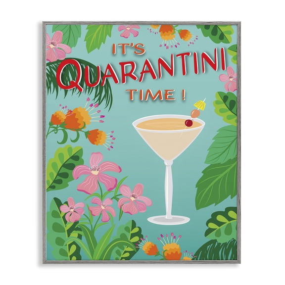 Stupell Industries Coastal Tropical It's Quarantini Time Gray Framed Giclee Art, 16 x 20, by Darlene Seale