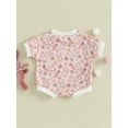 thumbnail image 3 of Bagilaanoe Newborn Baby Girl Boy Easter Rompers Floral Print Short Sleeve Bodysuits 3M 6M 9M 12M 18M Infant Casual One Piece Short Jumpsuit, 3 of 7