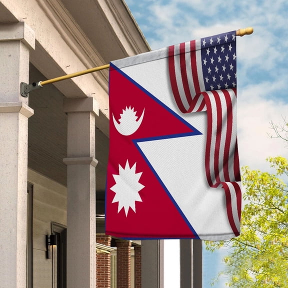 USA Nepal Friendship Patriotic Nepali House Flag, Double-Sided Outdoor Yard Decor 29.5 x 39.5 Inch