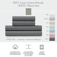 thumbnail image 2 of Luxe Cotton Percale Crisp and Cool Sheet Set, Queen, Charcoal, 2 of 6