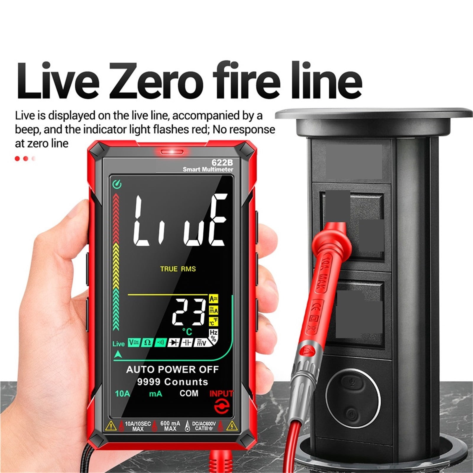 Smart Multimeter Digital Auto Range True RMS AC Voltage 9999 Counts Resistance Ohm Capacitance Hz Tester Meter Test ,Battery Test