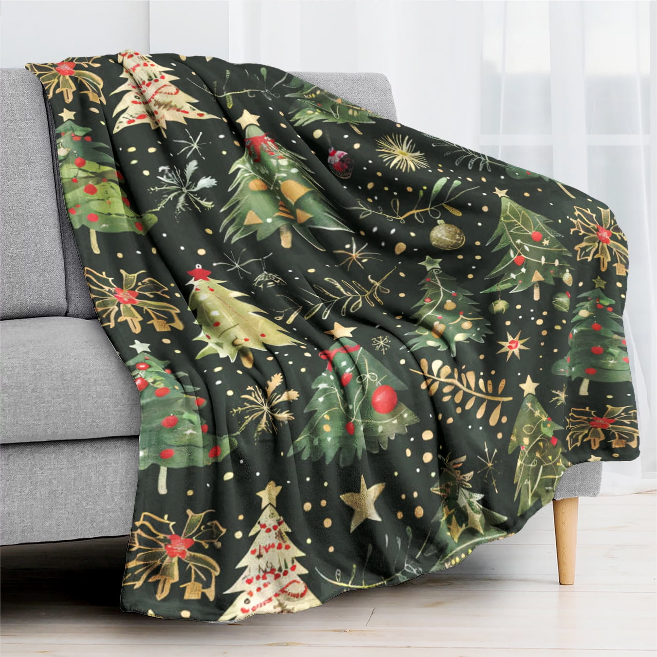 YELEE Thorw Blanket Unique Gifts for Christmas Green Xmas Tree Soft Cozy Blanket Meaningful Present for Christmas Family Party 50"x60"