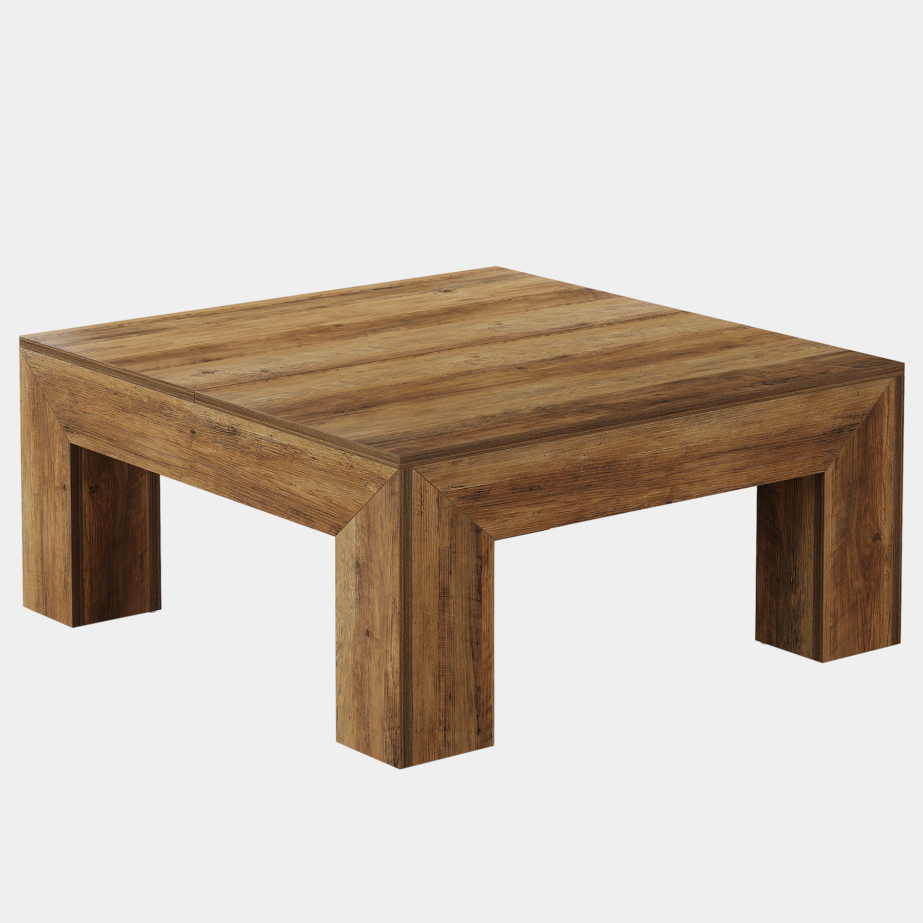 Fnova 39.4" Square Coffee Table, Farmhouse Wood Accent Center Cocktail Table with Sturdy Wooden Legs for Living Room, Easy Assembly