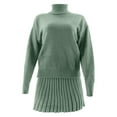 thumbnail image 3 of Women’s Fall Winter Sweater Sets Skirt Sets Outfits Long Sleeve Turtleneck Knit Top and Knit Pleated Short Skirts Set, 3 of 7