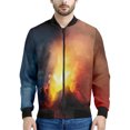 thumbnail image 3 of Chaquetas con estampado 3D de magma y erupción de volcán para hombre, sudadera holgada de manga larga, chaqueta bomber informal con cremallera, ropa de calle, abrigo, 3 of 5