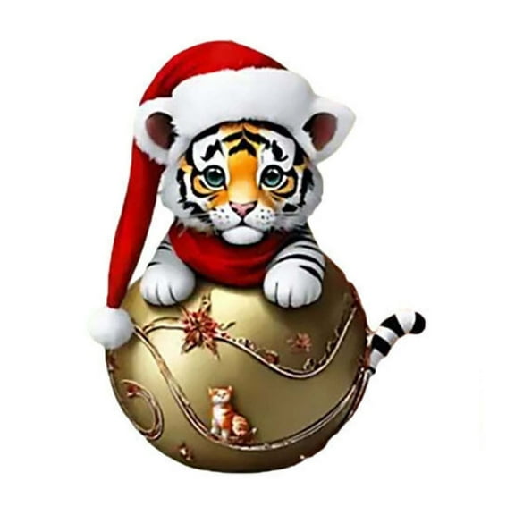 Beautynvta Cute Tiger Ball Christmas Ornaments, Xmas Gifts, 3.15'' Personauzed Christmas Tiger Ball Hanging Ornaments Acrylic Pendant Christmas Tree Decorations