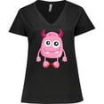 thumbnail image 3 of Inktastic Cute Monster, Pink Monster, Funny Monster, Horns Women's Plus Size V-Neck T-Shirt, 3 of 5