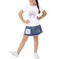 thumbnail image 1 of Conjuntos de blusas y camisas de cuello redondo y manga corta para niños, top con capucha de manga larga de color con faldas de cintura elástica, traje casual y cómodo, conjunto de poliéster para niño, 1 of 6