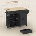 thumbnail image 2 of Black Kitchen Island with Storage & Charging Station - Rolling Cart with Drop Leaf, Spice & Towel Rack - Compact Kitchen Furniture for Dining & Prep, 2 of 7