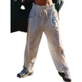 thumbnail image 2 of Women'S Wide Leg Pants Casual Drawstring Elastic Waisted Contrast Color Workout Y2K Track Pants Gray XL, 2 of 6