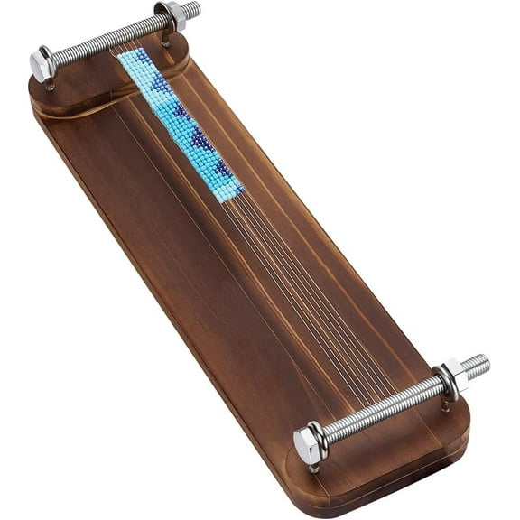 Rectangle Wooden Loom for Seed Bead Weaving 13.8x3.9 inch Sienna Color Seed Bead Loom Jewelry Making Tool for Loomed Stitch Short Necklaces and Bracelets for Beginners diy