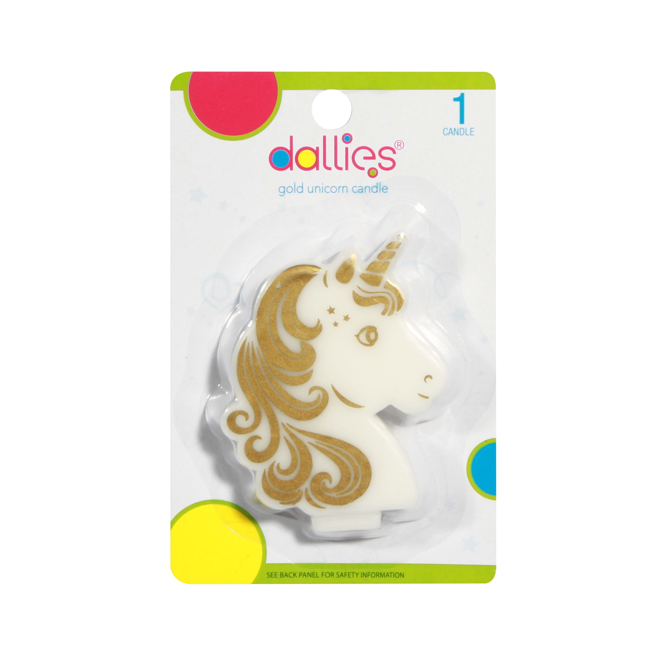 Dallies Gold Unicorn Head Birthday Candle, 3.15 in. Tall x 2.4 in. Wide, 1ct