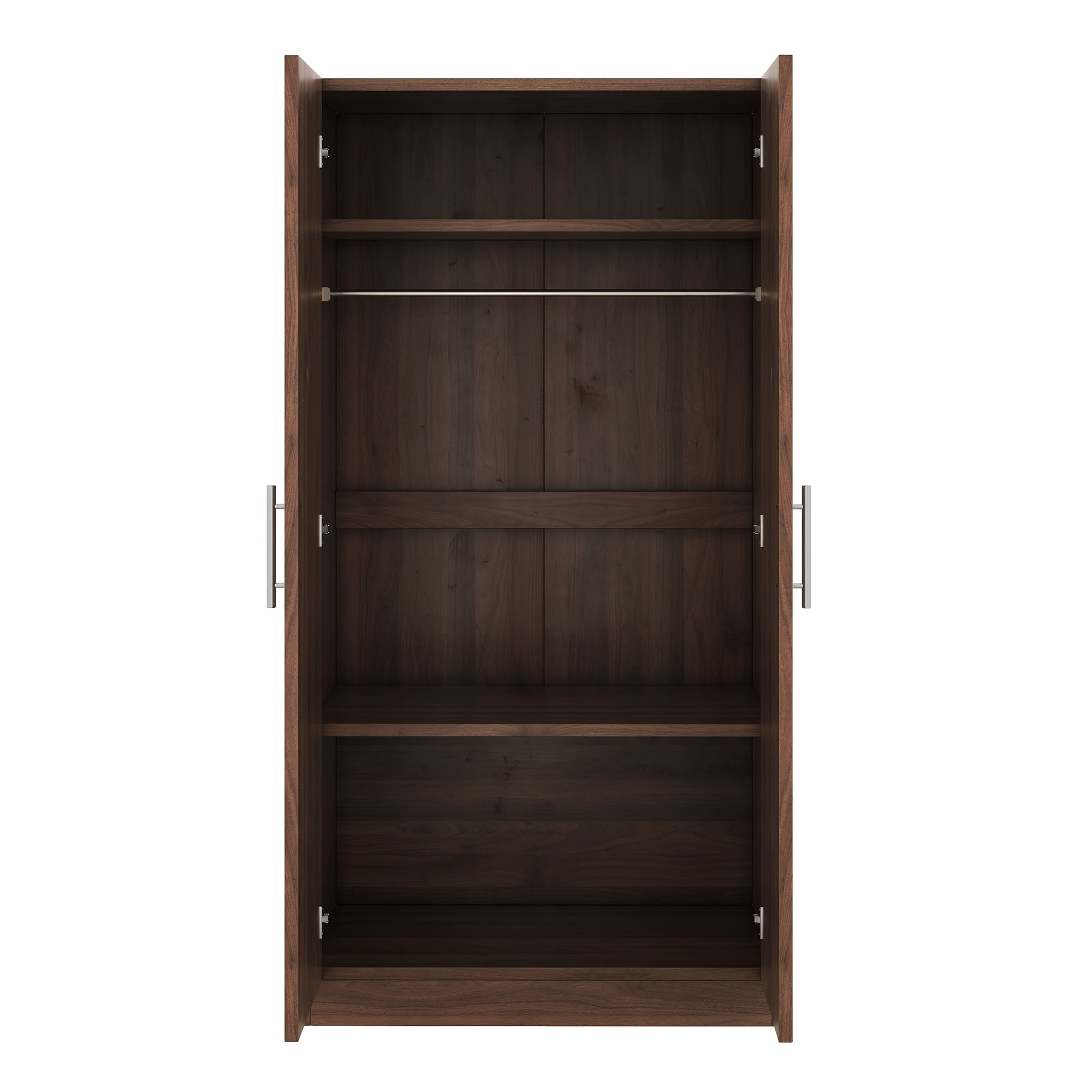 EUROCO Modern 67.3” Armoire Wardrobe, 2 Door Cabinet Storage Closet with Clothing Rod and Shelves, 3-Tier Shelf, Espresso