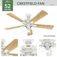 thumbnail image 4 of Hunter - Crestfield Indoor Ceiling Fan With Light, Remote, 52-inch, Fresh White, Casual-style, 3-speed WhisperWind Motor, 51859, for Living Rooms, Bedrooms, 4 of 15