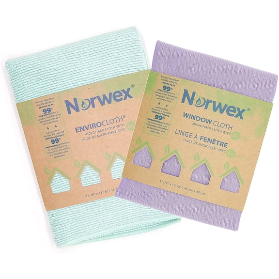 Norwex Basic Package - Microfiber - Glass Window Cleaning Cloth and Household Enviro Dusting Cloth Colors May Vary