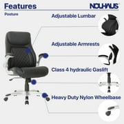 Nouhaus Posture Ergonomic PU Leather Office Chair. Click5 Lumbar Support with FlipAdjust Armrests. Modern Executive Chair and Computer Desk Chair
