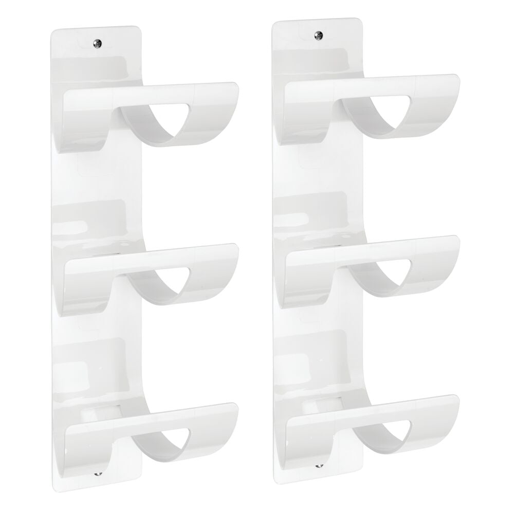 2 Pack White mDesign Plastic 3-Level Bathroom Wall Mount Towel Rack Holder 