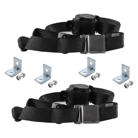 safeTboy Black Retractable Bucket Seat Belt Kit with Bracketry for 1971-1977 Ford Maverick Airplane 3 Point - 2 Belts