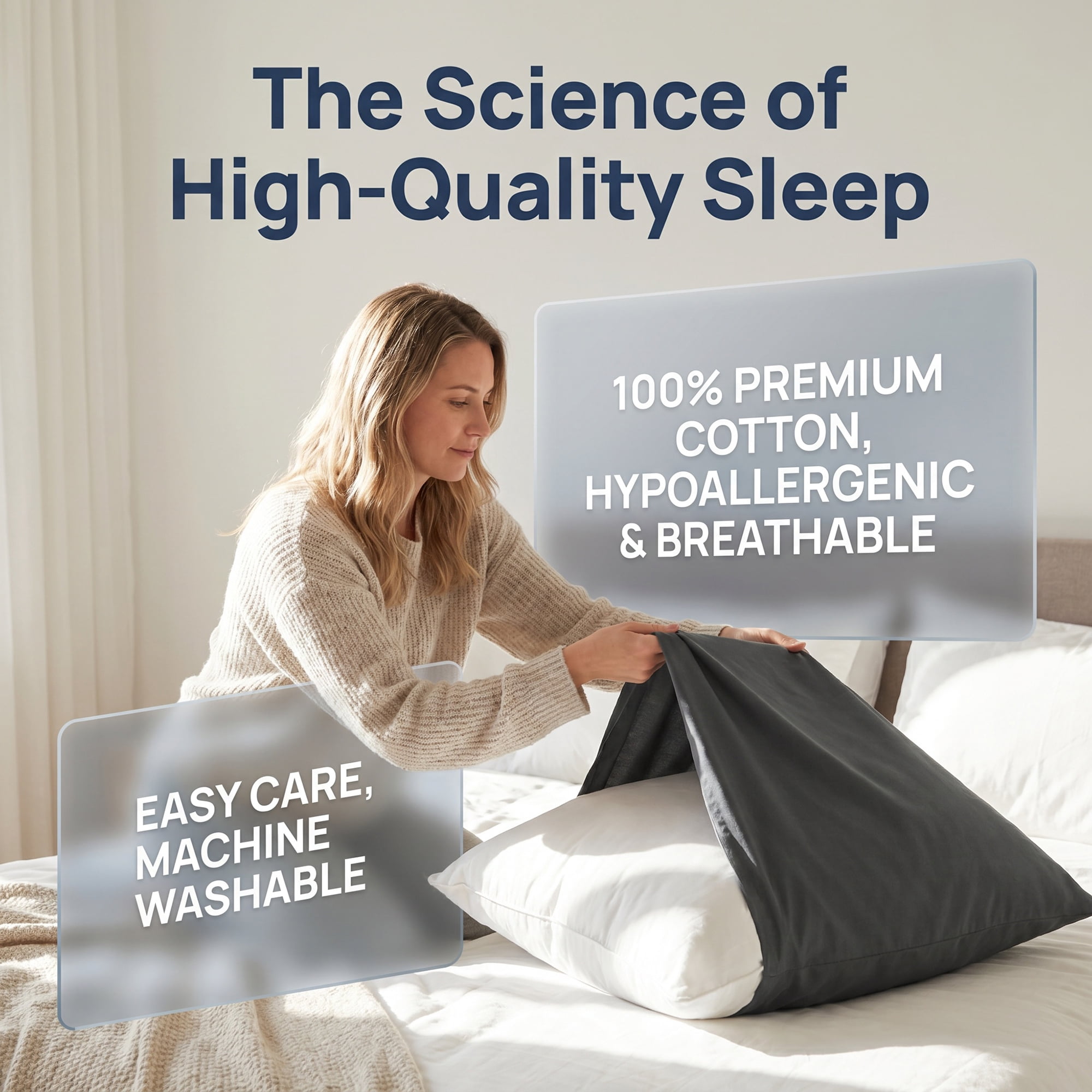 Unique Bargains Standard-size Zippered Pillow Protector Waterproof Polyester Dark Gray
