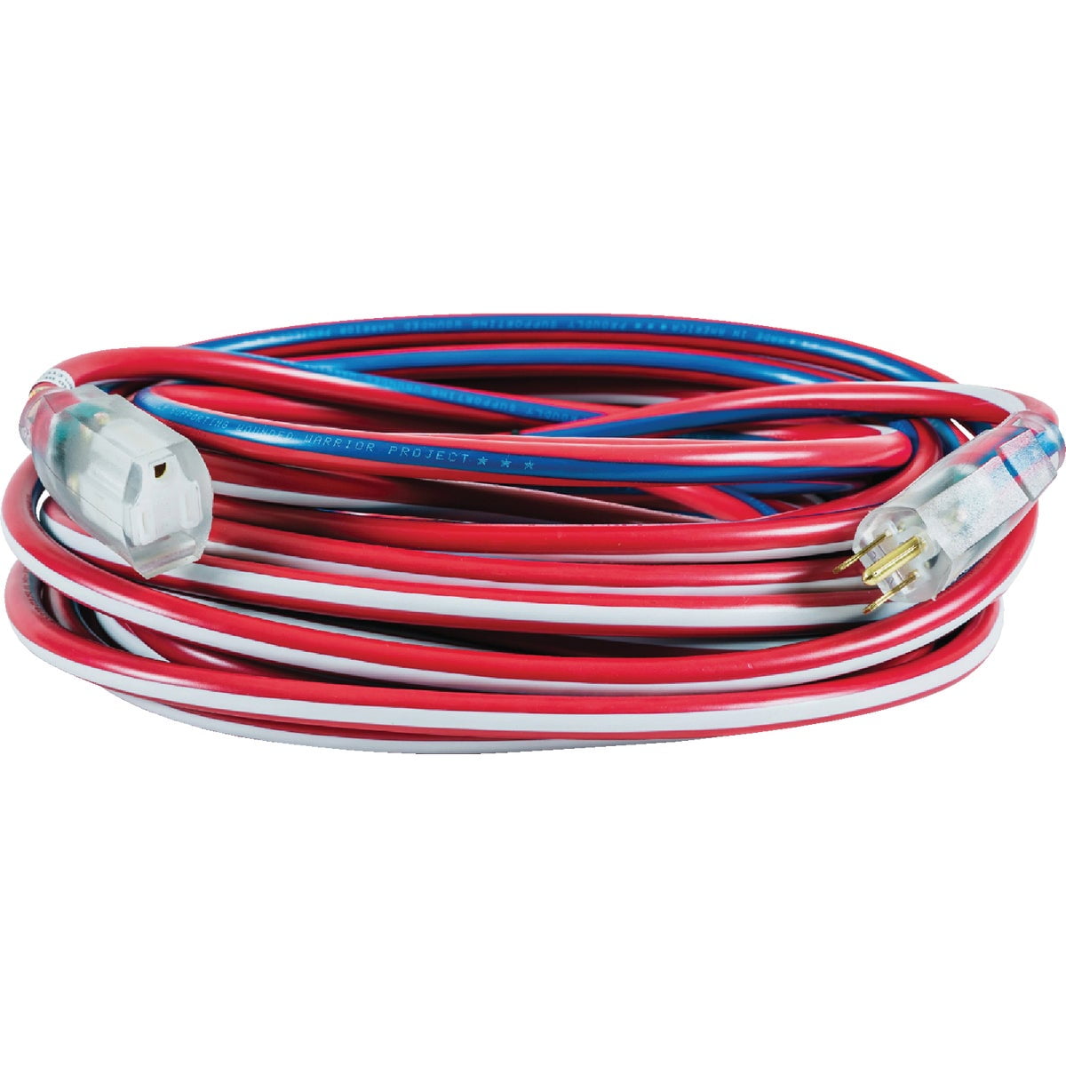 Southwire Patriotic Indoor and Outdoor 100 ft. L Blue/Red/White Extension Cord 12/3 SJTW