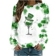 thumbnail image 2 of Lilgiuy St Patricks Day Clover Shirt for Women's St. Patrick's Day Graphic Sweater Long Sleeve Crewneck Sweatshirt Pullover Casual Loose Vintage Print Tops for Tennis Golf, 2 of 3