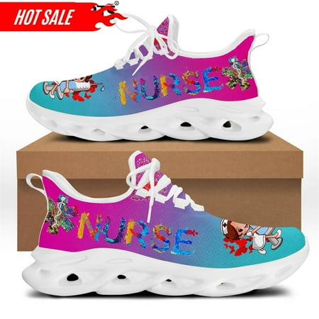 

Spring Autumn Nurse Flats Shoes Women Cartoon Nurses Doctor Medical Brand Design Lace Up Sneakers Zapatillas Mujer