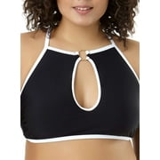 Juniors' Plus-Size Cutout Highneck Bikini Top