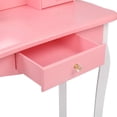 thumbnail image 6 of Zimtown Girls Wooden Makeup Desk w/ 3 Drawers,Kids Vanity with Mirror,Stool,Pink, 6 of 9