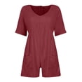 thumbnail image 4 of Riforla Fashion Women's Solid V Neck Pocket Zippered Short Sleeve Jumpsuit Casual Jumpsuits for Women Summer L, 4 of 6