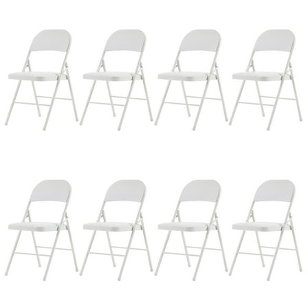 Zimtown 8 Pcs Wedding Party Patio Chairs Stackable Folding Chairs with Metal Frame and Padded Seat Black
