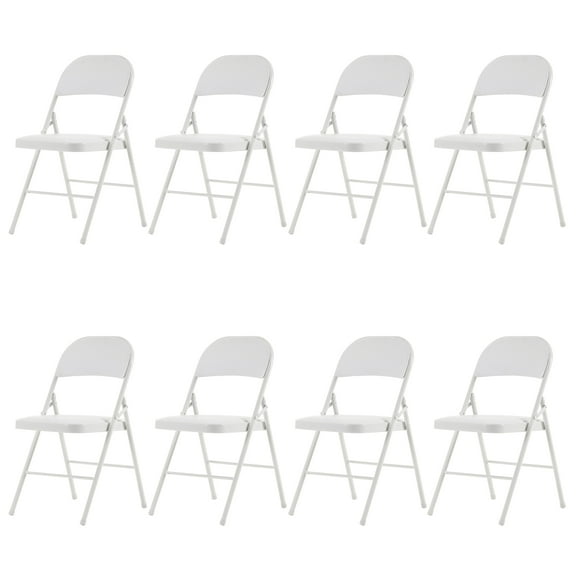 Zimtown 8 Pcs Wedding Party Patio Chairs Stackable Folding Chairs with Metal Frame and Padded Seat Black