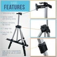 thumbnail image 3 of U.S. Art Supply 66" Silver Aluminum Tripod Artist Field and Display Easel Stand - Adjustable, Holds 32" Canvas, Tabletop, 3 of 4