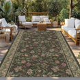 thumbnail image 2 of Sage Green Floral Outdoor Rug for Patio/Deck/Porch, Non-Slip Large Area Rug 5 x 8 Ft, Ethnic Tribe Abstract Art Flowers Indoor Outdoor Rugs Washable Area Rugs, Reversible Camping Rug Carpet Runner, 2 of 8