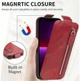 thumbnail image 3 of Zipper Wallet Case for Apple iPhone 13 Pro (Not 13), PU Leather [Card Holder Slot Handbag] with Adjustable Kickstand Flip Phone Cover for Apple iPhone 13 Pro Red, 3 of 14