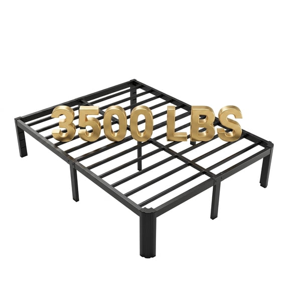 Merrland 14" Queen Bed Frame, 3500 LBS Heavy Duty Metal Platform Bed Frame with Large Storage Space, Black