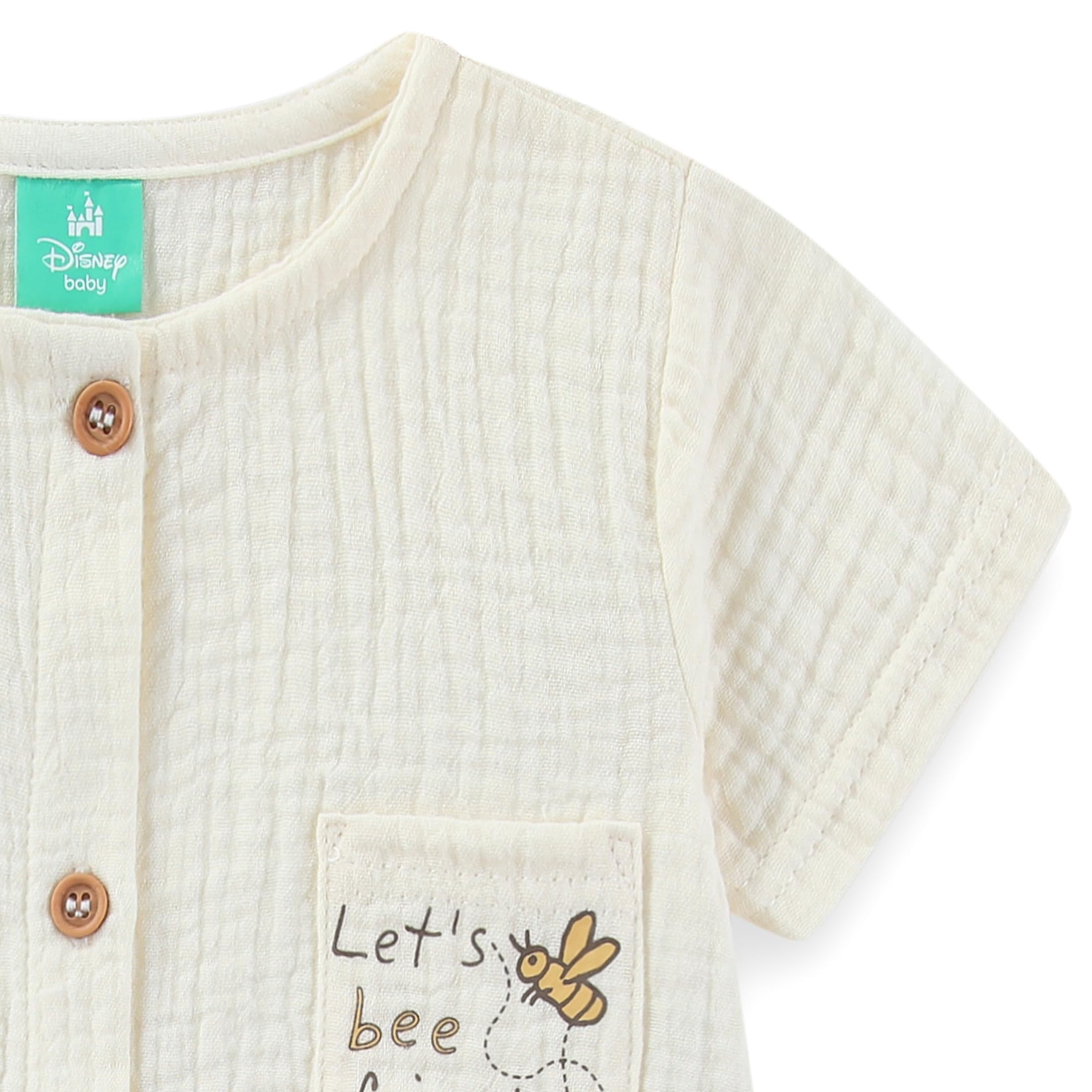 Disney Winnie the Pooh Gauze Romper with Bucket Hat (Baby Boys), 2 Piece Set, Sizes 6M-24M