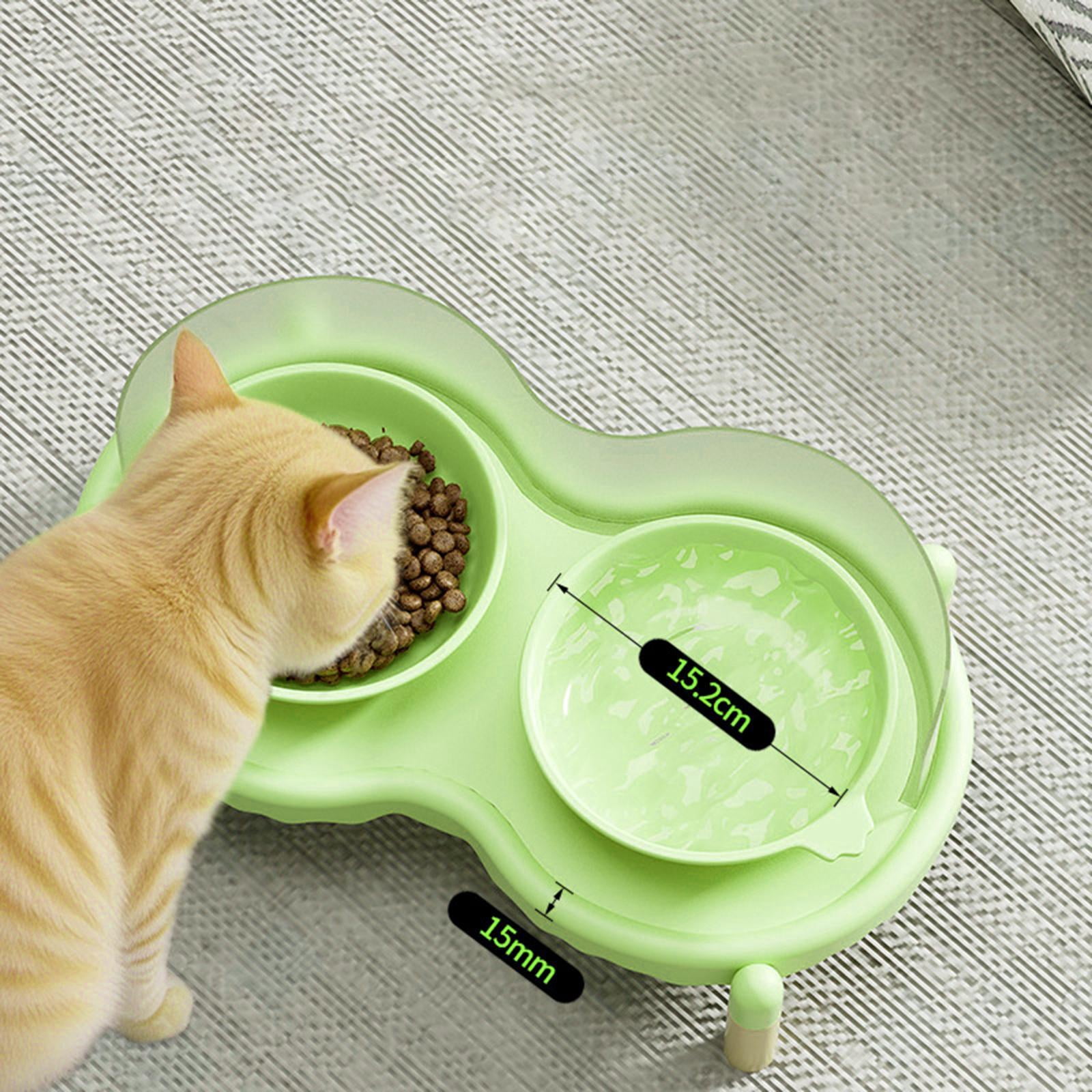 FashionCha Ceramic Elevated Cat Bowls Feeding Bowls Cat Dishes for Puppies Kittens Cats Green