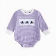 thumbnail image 4 of Staki Halloween Baby Clothes Newborn Boy Girl Waffle Knit Pumpkin Bubble Romper Sweatshirt Infant Fall Outfit 0-18M(Purple,3-6 Months), 4 of 6