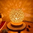 thumbnail image 3 of Rattan Ball Electric Aromatherapy Lamp Rattan Spherical Oil Burner Wax Melt Burner with Wood Base Warmer Melter, 3 of 17
