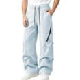 thumbnail image 3 of Dvprdro Wide Leg Sweatpants for Men Elastic Waist Drawstring Casual Athletic Sweat Pants Loose Fit Stretch Trousers Fashion Workout Joggers with Zipper Pocket, 3 of 7
